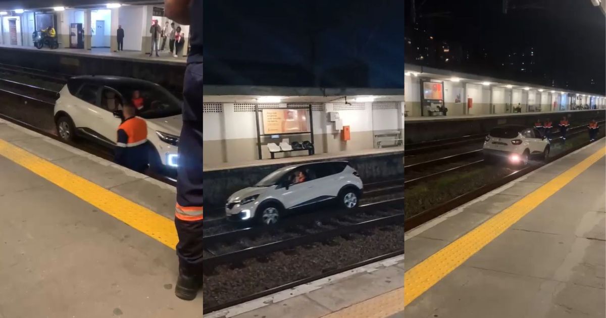 Motorista anda com carro em trilhos e circulação é interrompida em SP Motorista anda com carro em trilhos e circulação é interrompida em SP