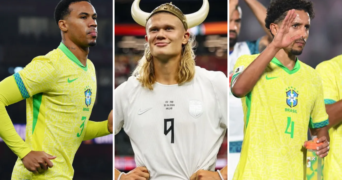 Preocupa? Haaland tem 9 gols contra dupla de zaga da Seleção Brasileira Preocupa? Haaland tem 9 gols contra dupla de zaga da Seleção Brasileira