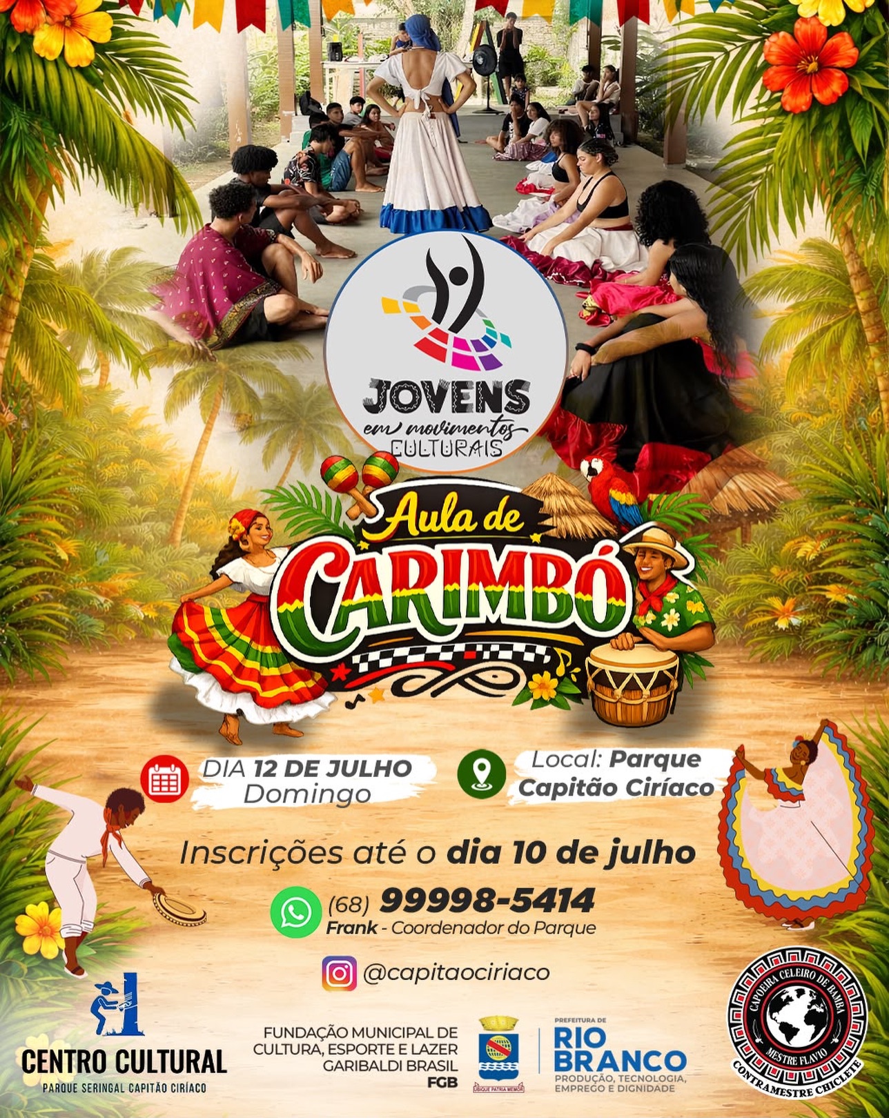 Parque Capitão Ciríaco recebe aula gratuita de Carimbó para jovens em Rio Branco Parque Capitão Ciríaco recebe aula de carimbó