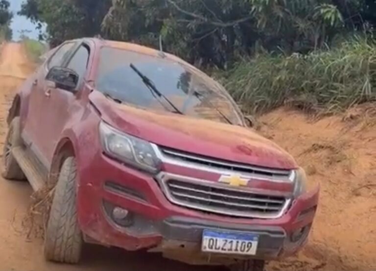 Motorista fratura costelas após capotar caminhonete ao desviar de capivara na BR-317