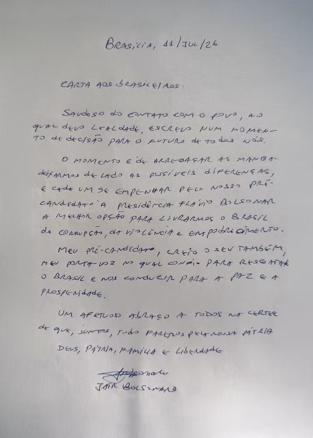 Bolsonaro declara Flávio como seu porta-voz e faz apelo por união