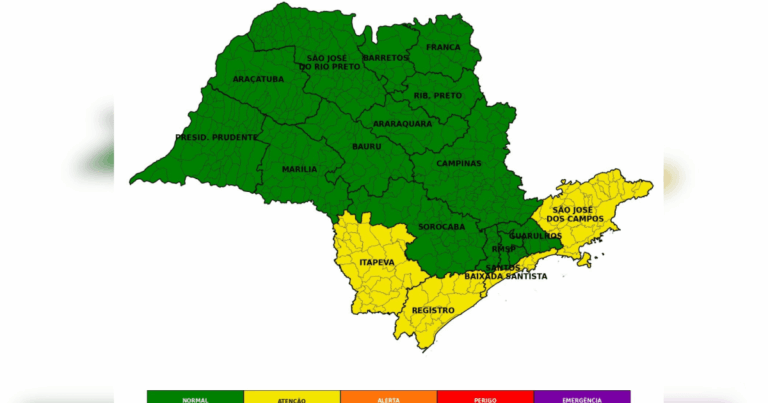 Defesa Civil alerta para chuva, ventos e queda de temperaturas em São Paulo