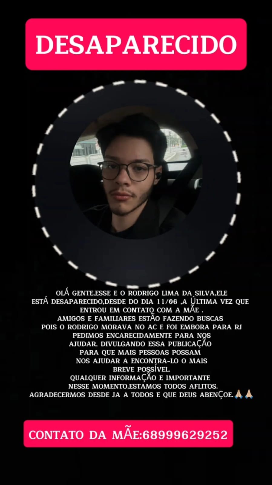 Família procura jovem acreano desaparecido no Rio de Janeiro