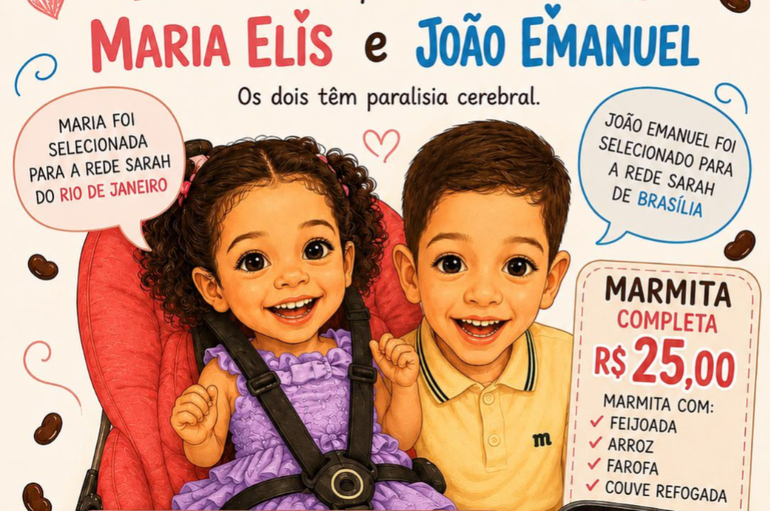 Feijoada beneficente para Maria Elis e João Emanuel acontece neste domingo Feijoada beneficente para Maria Elis e João Emanuel acontece neste domingo