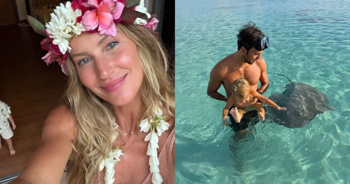 Gisele publica registros raros ao lado da família: “Lugar especial”