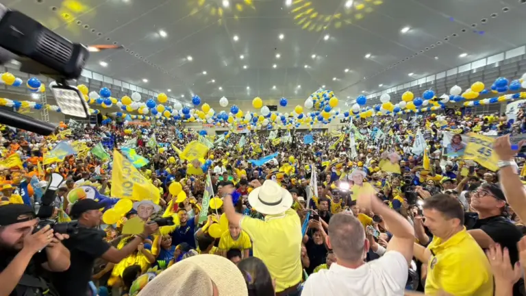 O espaço ficou lotado durante a convenção partidária