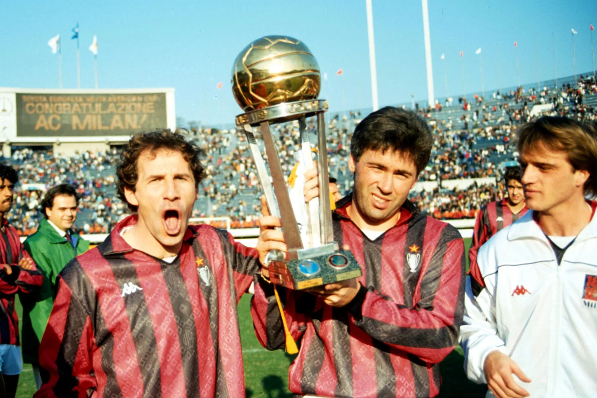 Franco Baresi, ídolo do Milan é ex-companheiro de clube de Ancelotti