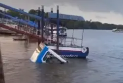 Ônibus com passageiros cai em rio após descer rampa de porto no Pará