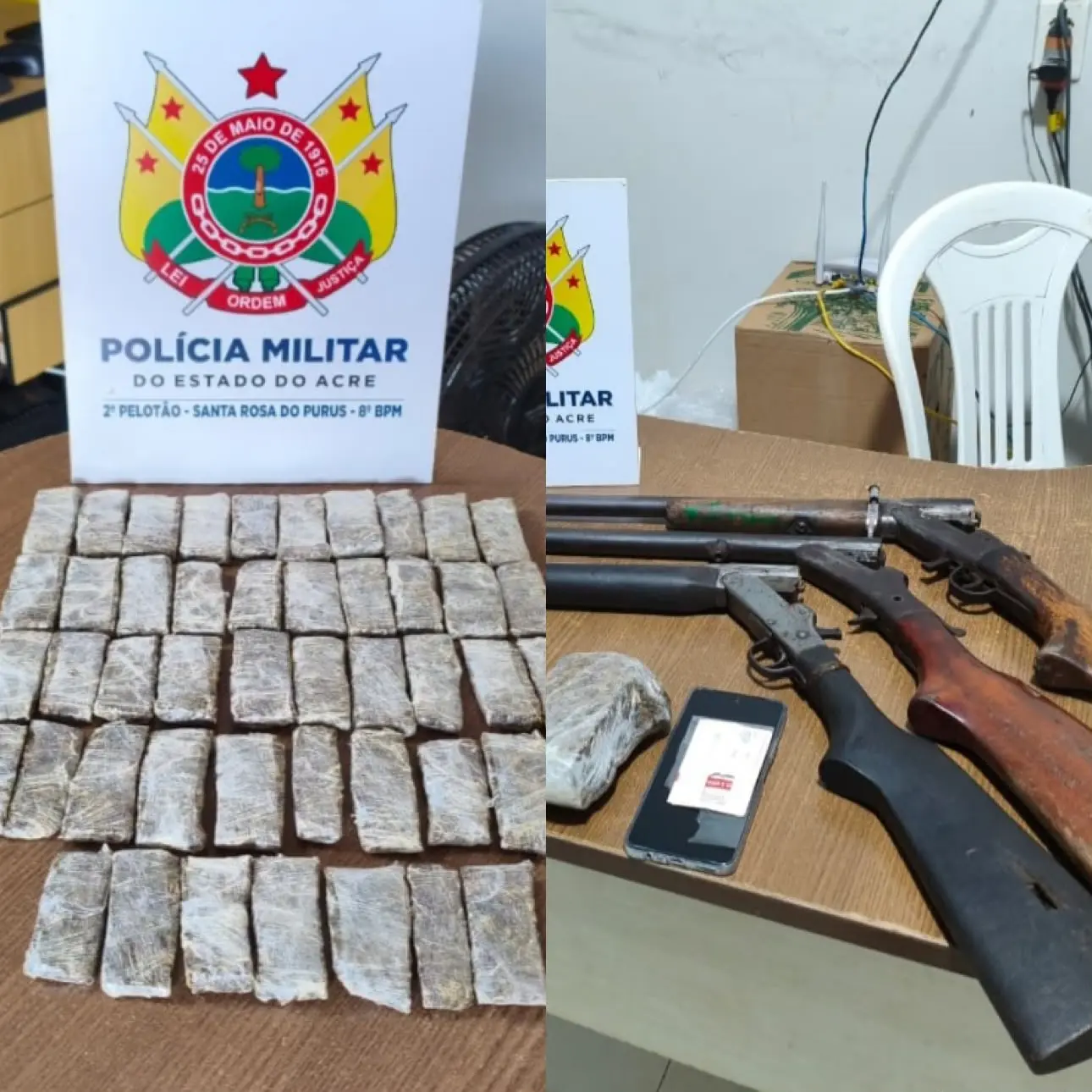 Polícia Militar apreende drogas e armas de fogo em Santa Rosa do Purus