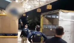 Vídeo: PRF flagra suspeito escondido em caixa de caminhão dos Correios