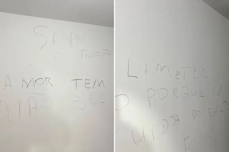 Homem mata esposa a facadas e deixa recado com carvão na parede