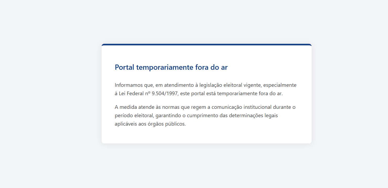 Site e redes sociais do governo estão suspensas a partir deste sábado
