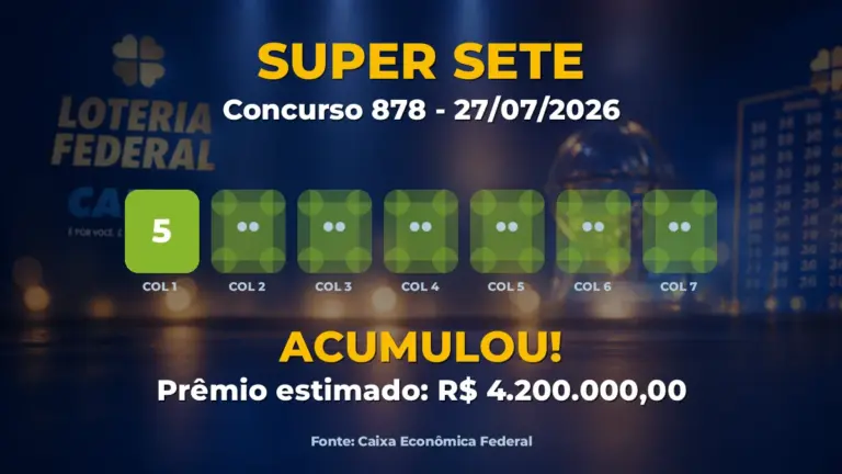 Imagem destacada do resultado da Super Sete concurso 878