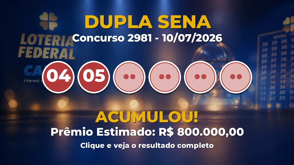Resultado da Dupla Sena de hoje: prêmio acumula em R$ 800.000,00 Resultado da Dupla Sena de hoje: prêmio acumula em R$ 800.000,00