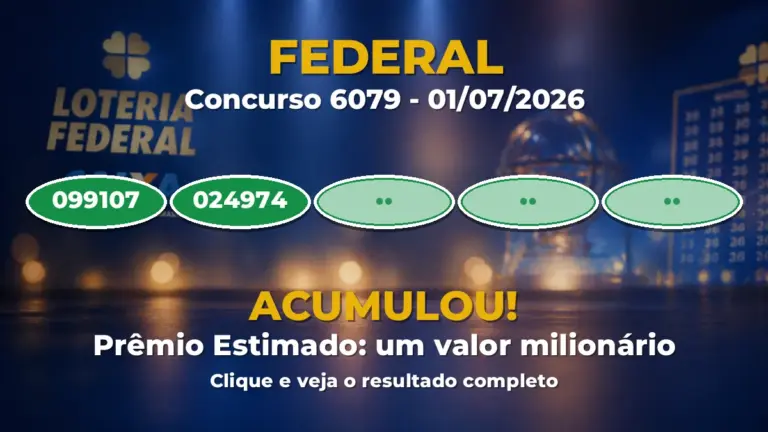 Resultado da Federal de hoje: veja prêmios e bilhetes do concurso 6079