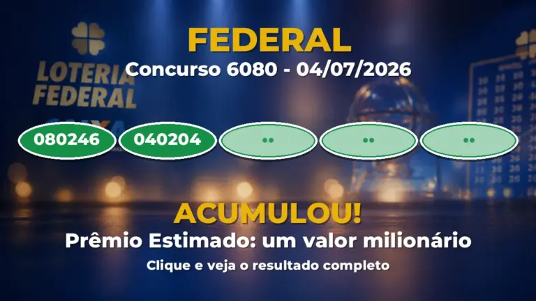 Resultado da Federal de hoje: veja prêmios e bilhetes do concurso 6080