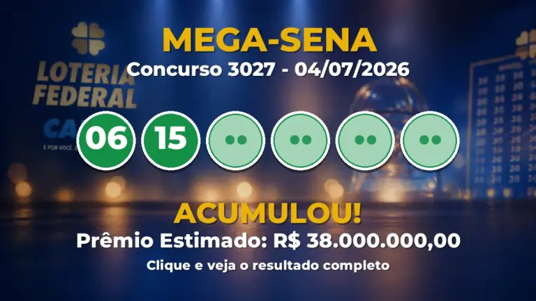 Resultado da Mega-Sena de hoje: concurso 3027 acumula para R$ 38 milhões