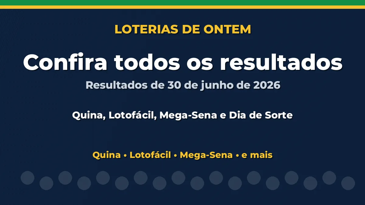 Resultado da Quina, Lotofácil e outras loterias de ontem: veja todos os resultados Resultado da Quina, Lotofácil e outras loterias de ontem: veja todos os resultados