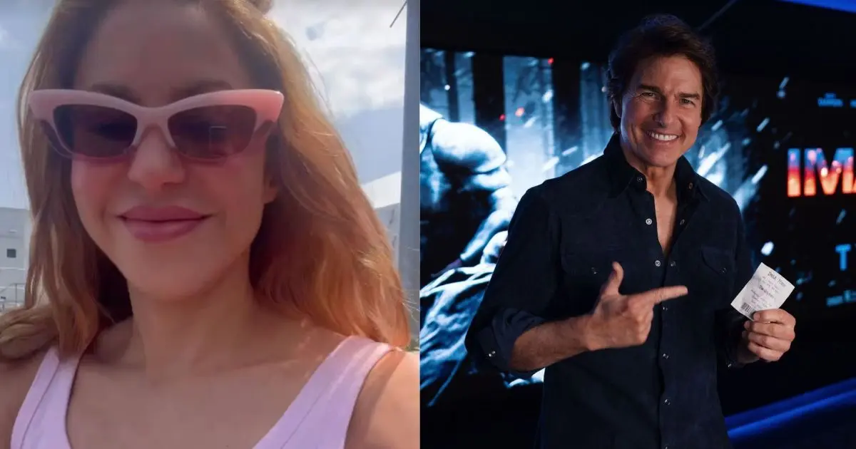Shakira posa com Tom Cruise nos bastidores da final da Copa do Mundo