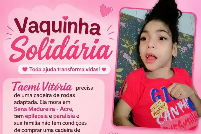 Menina de 8 anos com paralisia cerebral precisa de cadeira adaptada no Acre