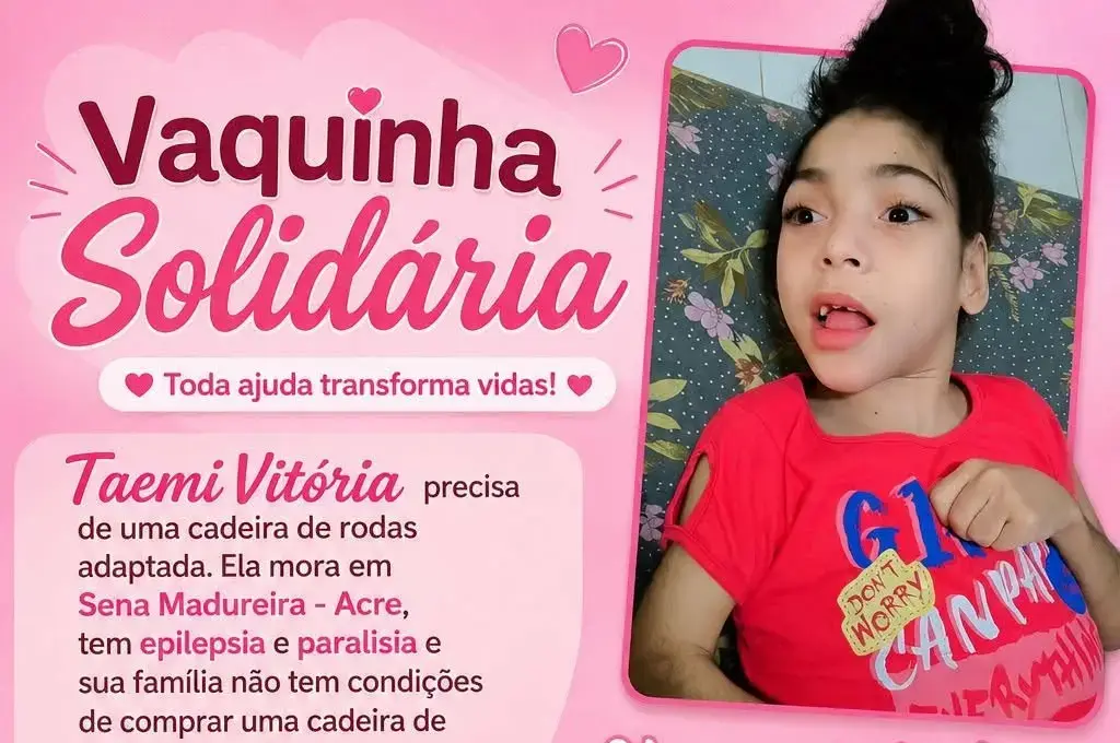 Menina de 8 anos com paralisia cerebral precisa de cadeira adaptada no Acre Menina de 8 anos com paralisia cerebral precisa de cadeira adaptada no Acre