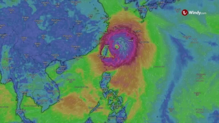 Vídeo de timelapse mostra tufão Bavi avançando em direção a Taiwan