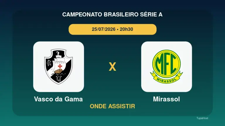 Vasco da Gama x Mirassol onde assistir