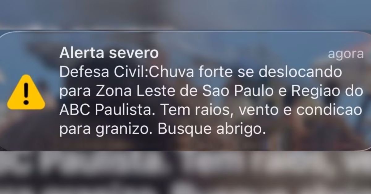 Defesa Civil emite alerta severo para chuvas em SP