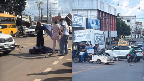 VÍDEO: motociclista fica ferido após acidente no Centro de Rio Branco