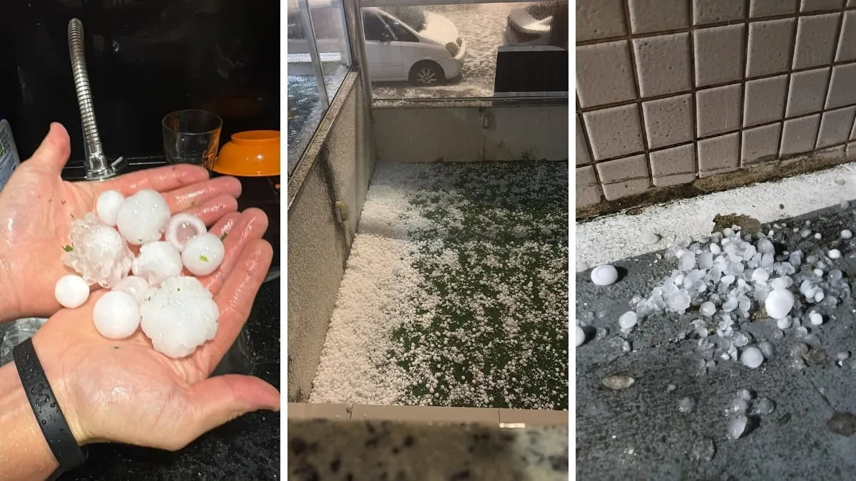 Temporal com granizo atinge Florianópolis e deixa rastro de estragos