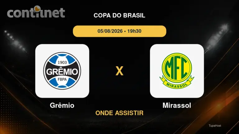 Grêmio x Mirassol onde assistir