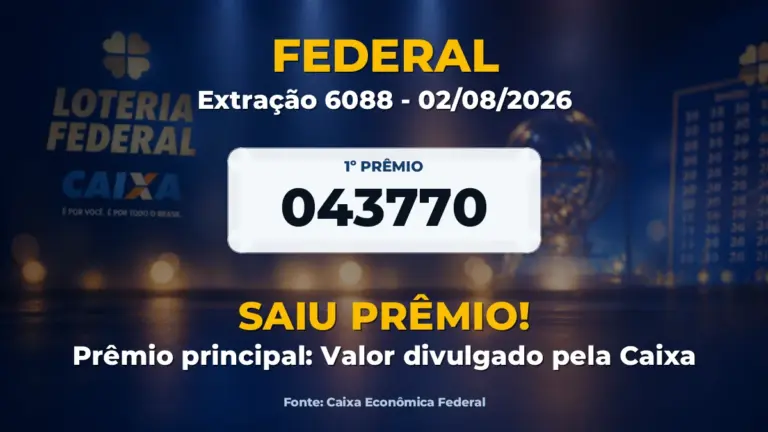Imagem destacada do resultado da Federal concurso 6088