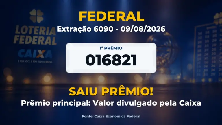 Imagem destacada do resultado da Federal concurso 6090