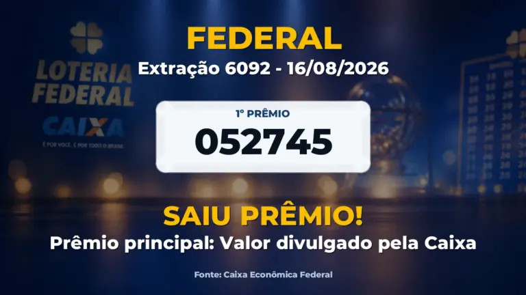 Imagem destacada do resultado da Federal concurso 6092