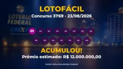 Imagem destacada do resultado da Lotofácil concurso 3769