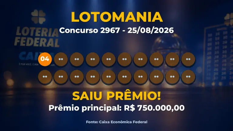 Imagem destacada do resultado da Lotomania concurso 2967