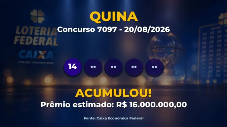 Imagem destacada do resultado da Quina concurso 7097