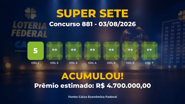 Imagem destacada do resultado da Super Sete concurso 881