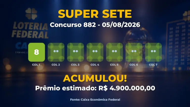 Imagem destacada do resultado da Super Sete concurso 882