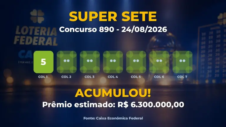Imagem destacada do resultado da Super Sete concurso 890