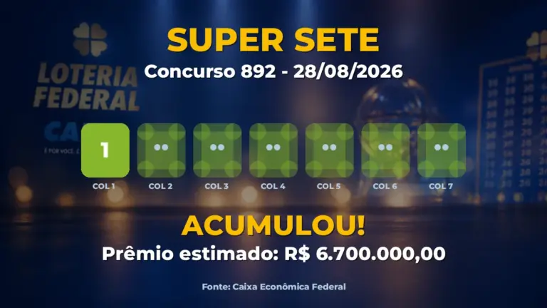 Imagem destacada do resultado da Super Sete concurso 892