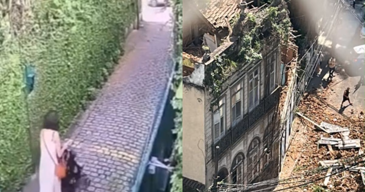 Vídeo mostra casarão desabando sobre mãe e filha na zona Sul do Rio