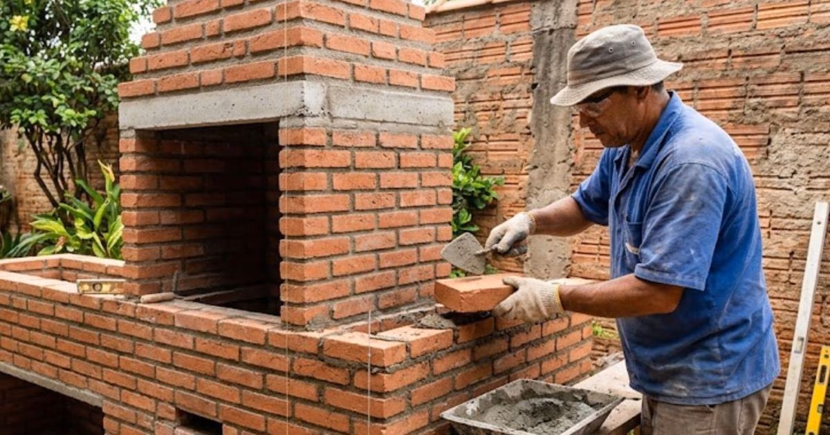 Morador constrói churrasqueira de alvenaria sem deixar espaço adequado e descobre detalhe que compromete a saída da fumaça