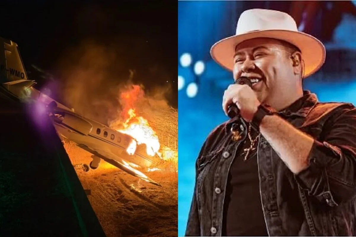 Veja momento em que avião do cantor Rey Vaqueiro sai da pista e pega fogo