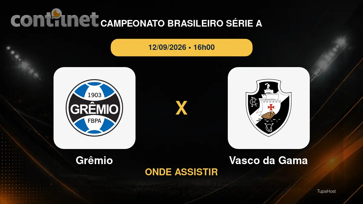 Grêmio x Vasco da Gama onde assistir