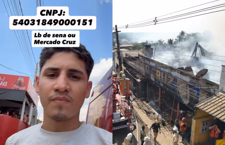 O mercado foi atingido por um incêndio na manhã desta sexta