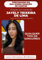 Na UTI após grave acidente na BR-364, jovem precisa de doações de sangue